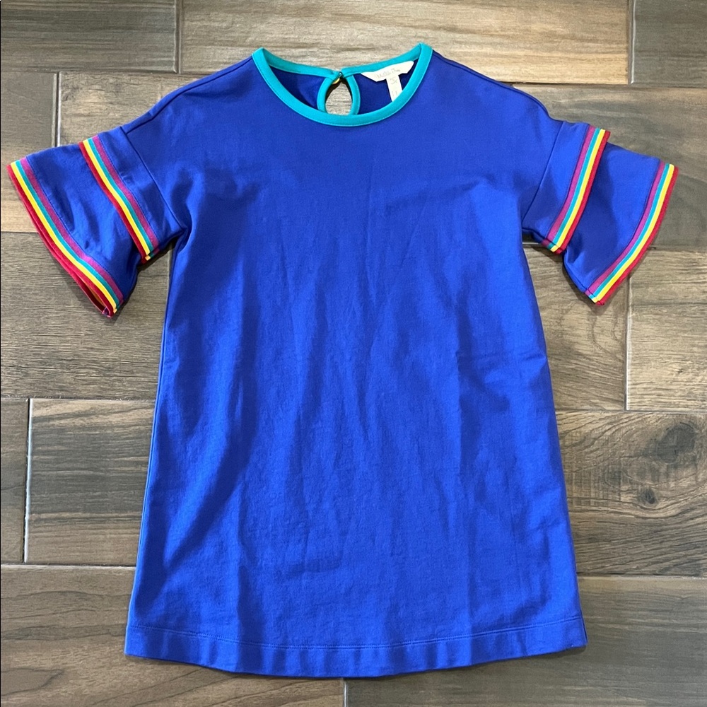 Matilda Jane Blue Dress with Rainbow Sleeves